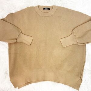 LILLUSORY CAMEL TAN RIBBED LONG SLEEVE PULLOVER SWEATER WOMENS MEDIUM